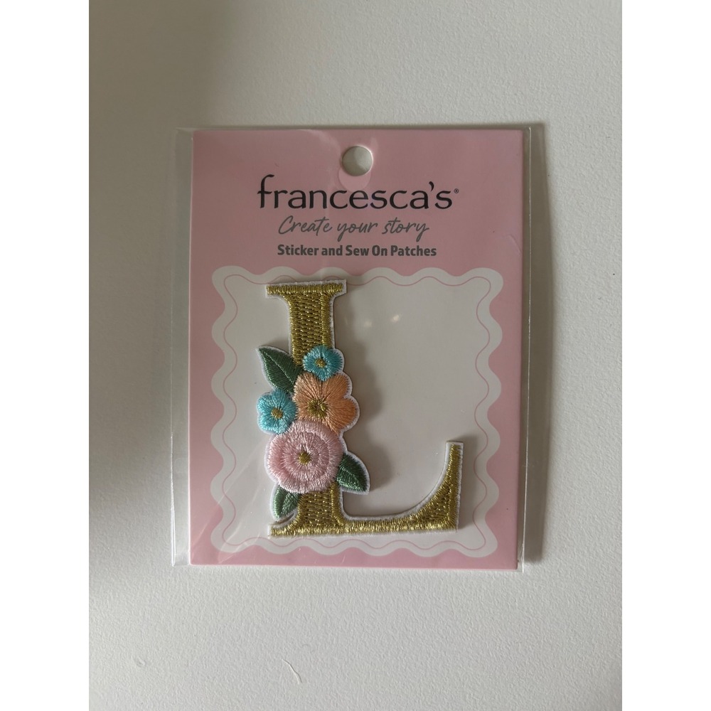 Francescas Floral Letter L‎ Patch Gold Embroidered Sticker Sew On Monogram New